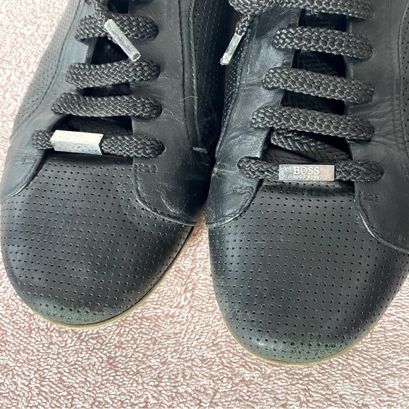 BOSS Hugo Boss Black Leather Low Top Trainers Sneakers 41 - Picture 9 of 15